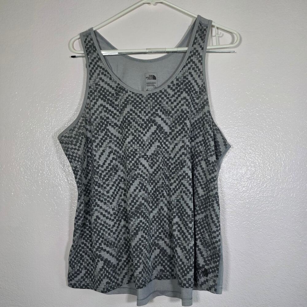 The North Face FlashDry Gray Patterned Tank Top Sleeveless Women's L Hiking